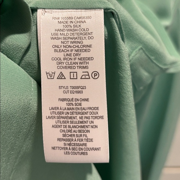 NWT Equipment Creme de Menthe Button-Down Leona Silk Shirt Sz XL - Picture 9 of 9